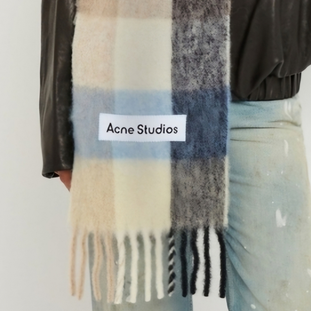 ✨ACNE STUDIOS✨ Multicoloured Wool & Alpaca Checked Scarf, Unisex - NWT - Picture 5 of 10